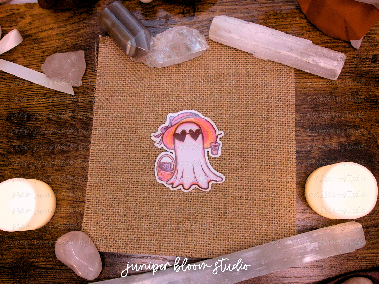 beach babe summerween holographic sticker | spooky summer halloween ghost sticker