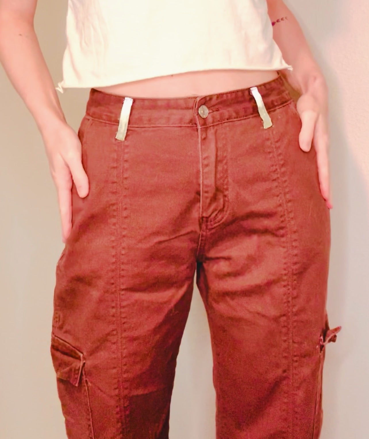 "oakley" upcycled cargo pants - painted thrift-flip pants