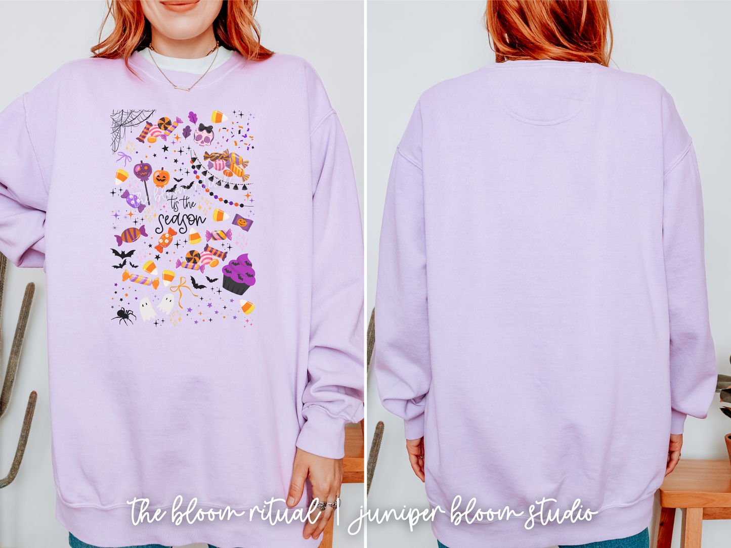 tis the season cute spooky crewneck sweatshirt | halloween gift for fall autumn