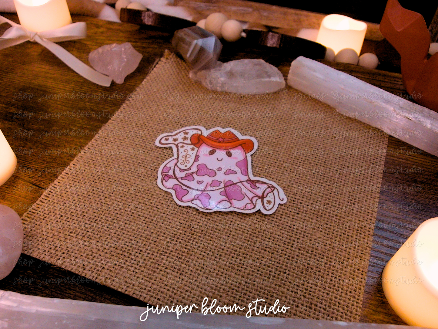 western ghost holographic sticker | spooky cowboy halloween ghost sticker