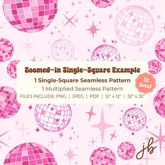 cute pink disco ball digital seamless pattern | disco pink print at home downloadable digital pattern