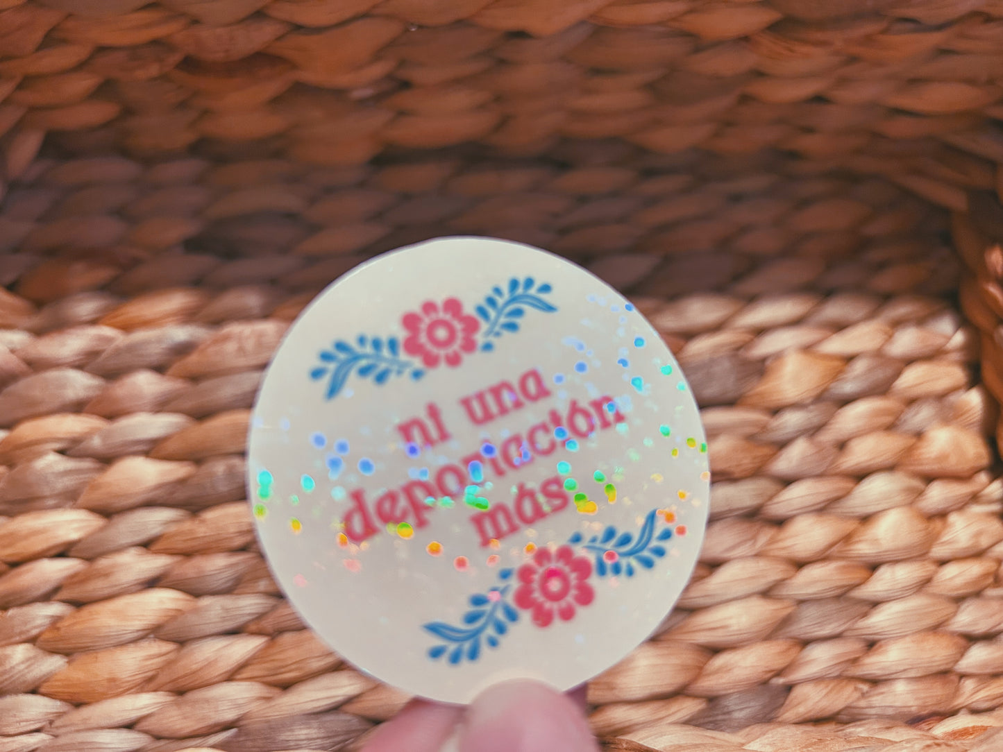 floral "ni una deportacion mas" sticker | pretty floral holographic sticker (CHIRLA collection)