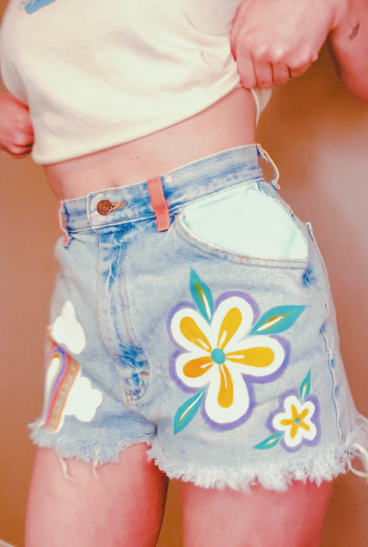 "noelani" upcycled shorts - painted thrift-flip shorts