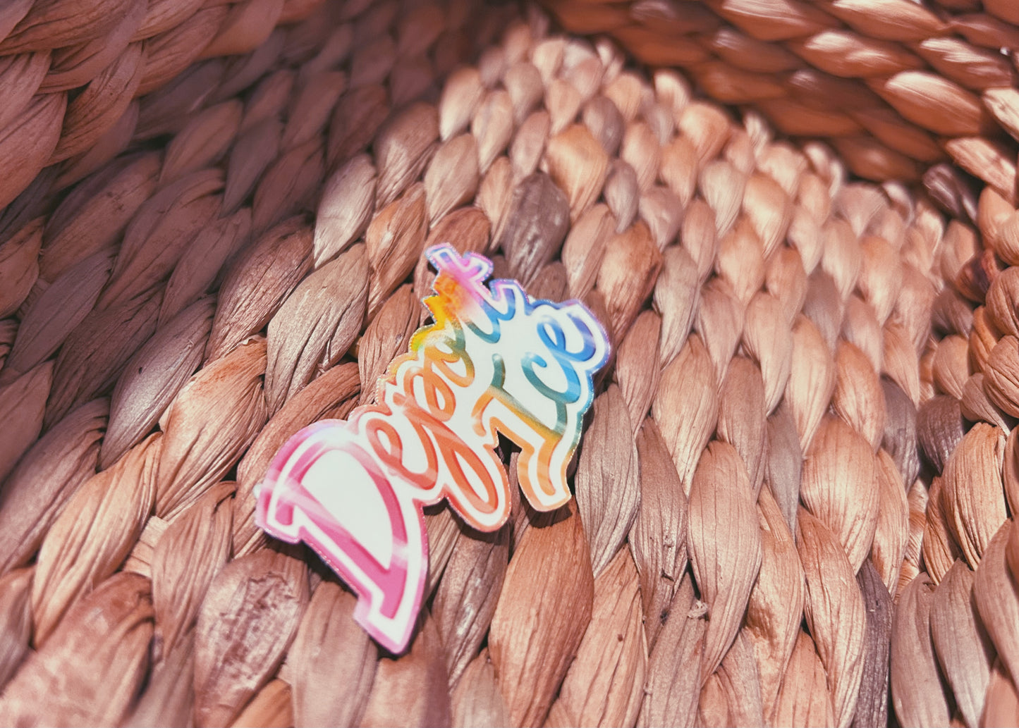 shiny rainbow "deport ice" sticker | vibrant and colorful holographic sticker (CHIRLA collection)