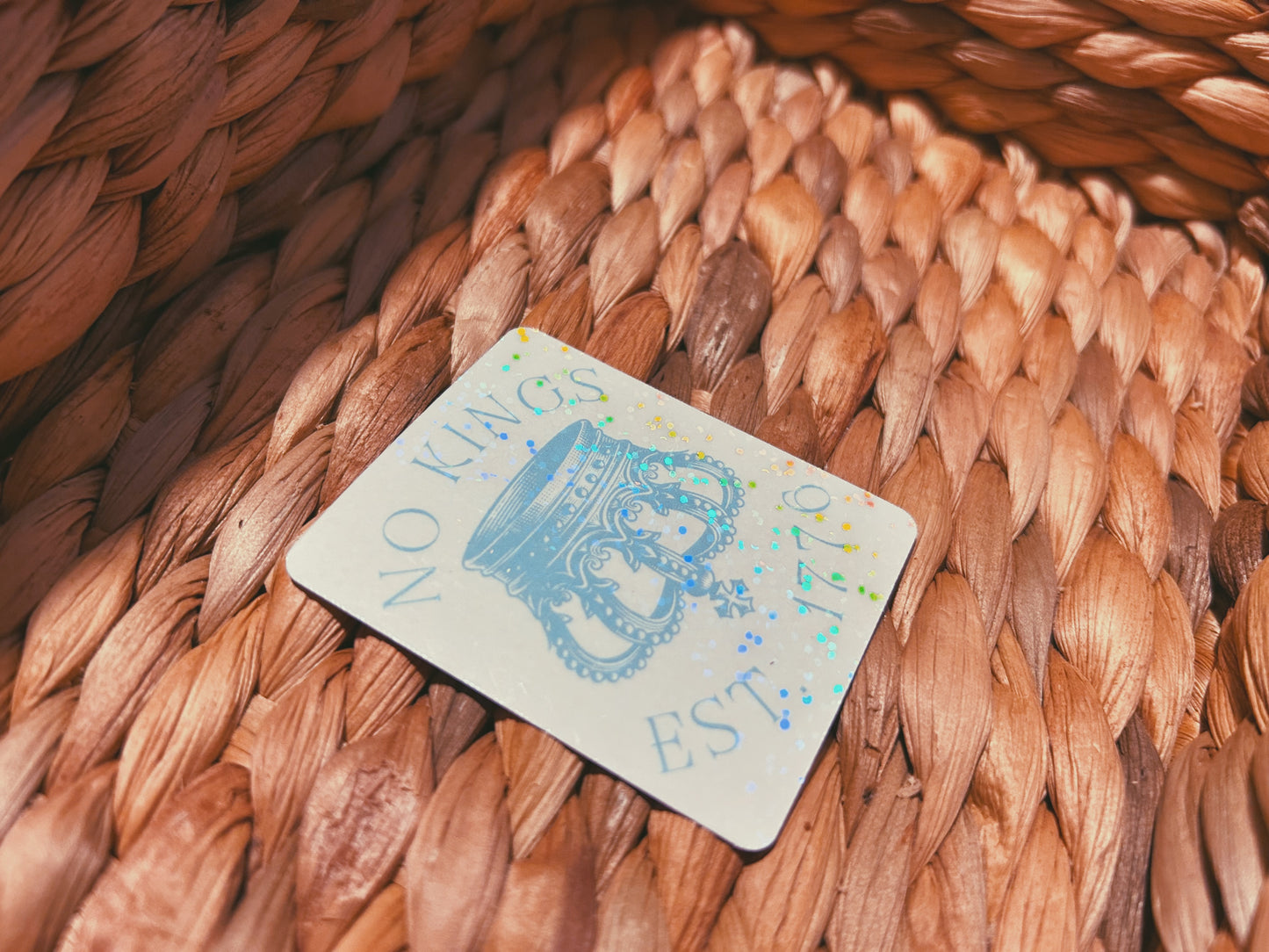 pretty "no kings: est. 1776" sticker | simple light blue political sticker (CHIRLA collection)