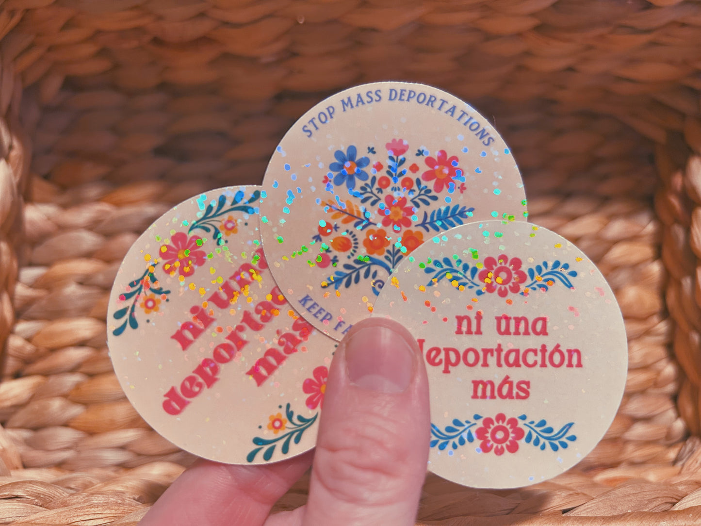 floral "keep families together" sticker | floral holographic sticker (CHIRLA collection)