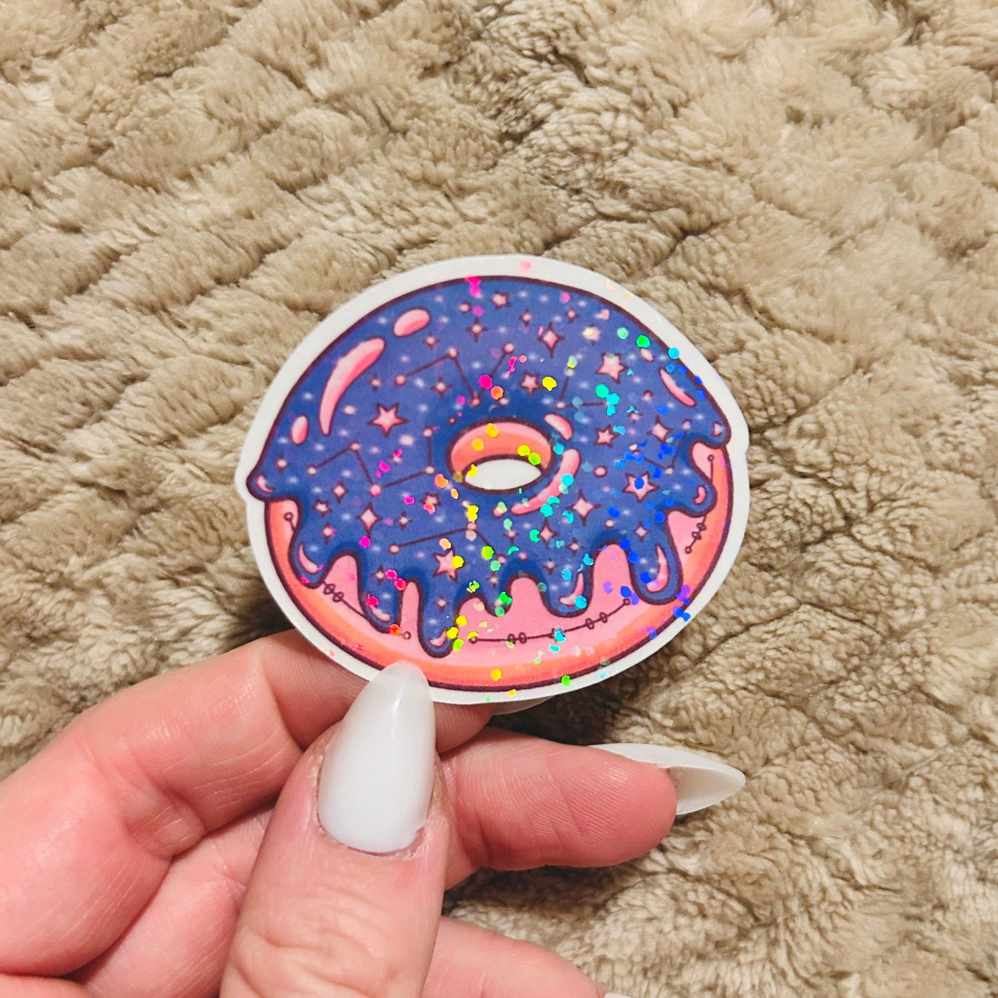 purple cosmic donut sticker | holographic space donut sticker