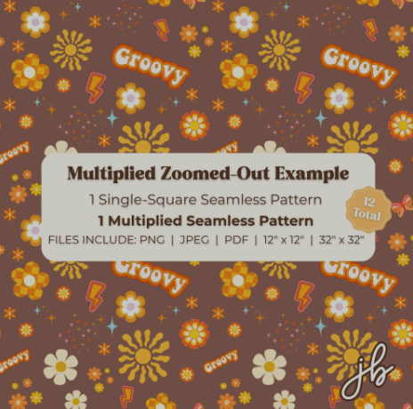 brown groovy digital seamless pattern | retro floral print at home downloadable digital pattern