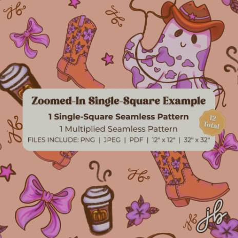 yeehaw ghosts digital seamless pattern | western halloween coquette ghosts print at home downloadable digital pattern