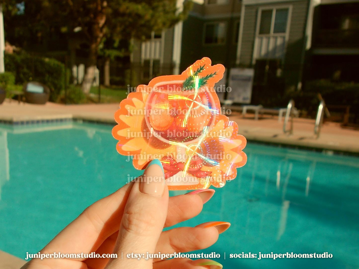 coquette sunflowers and sangria sticker | summer drinks and bows holographic sticker