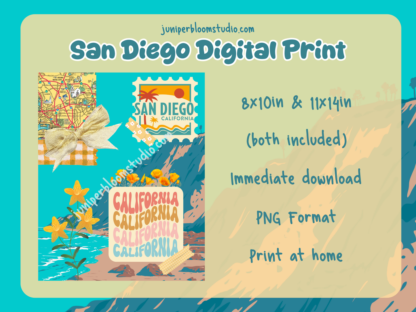 city printable wall art  |  san diego print-at-home digital download