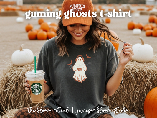 retro gamer ghosts comfort colors shirt  |  halloween gift for fall autumn gamer ghost