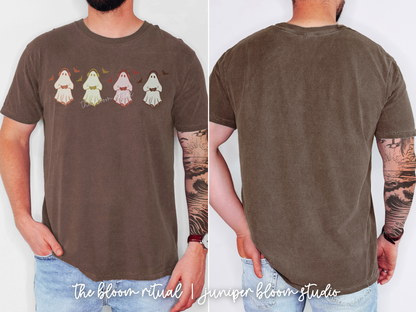 colorful retro gamer ghosts comfort colors shirt  |  halloween gift for fall autumn gamer ghosts