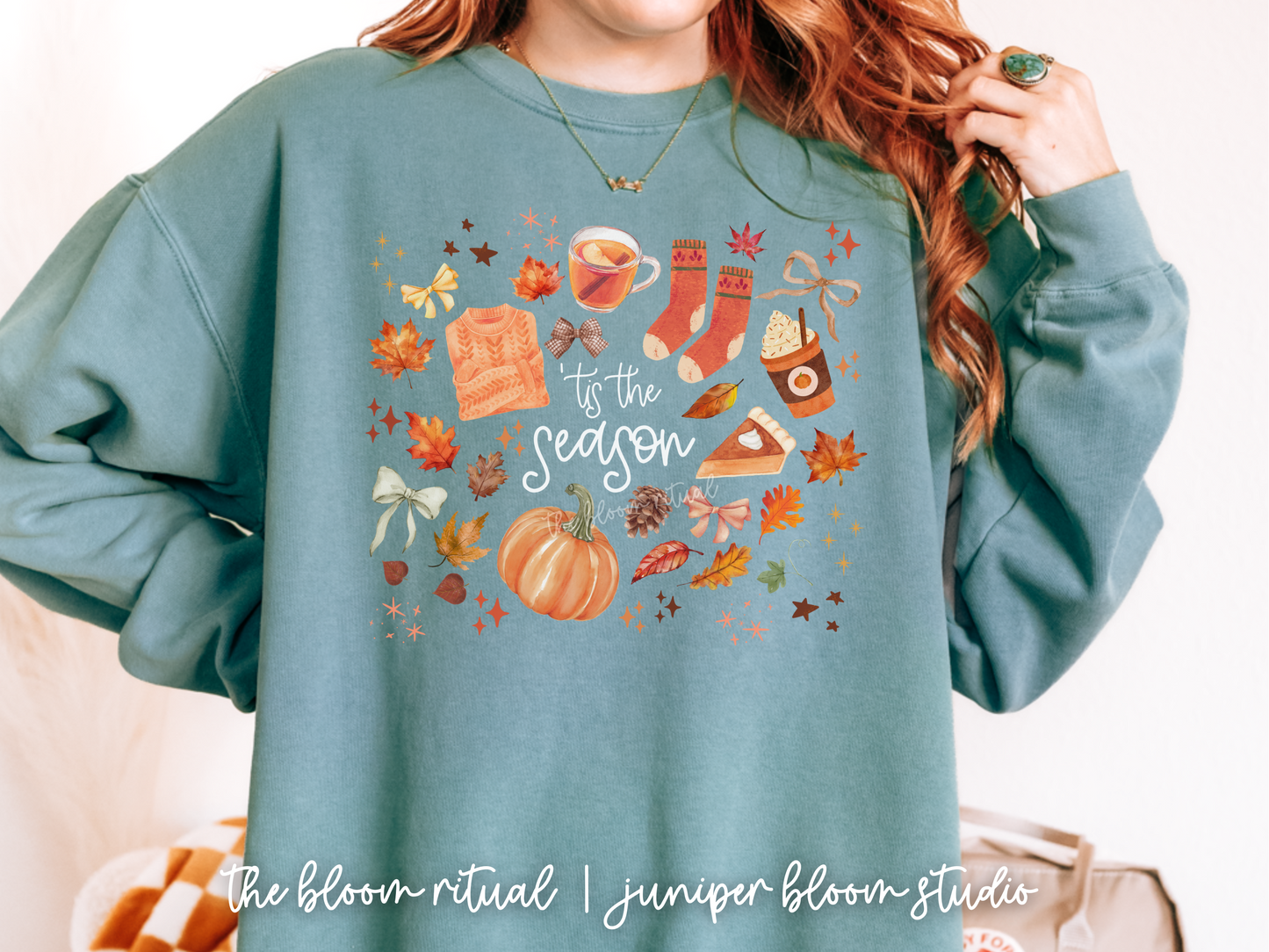 tis the season coquette fall crewneck sweatshirt  |  halloween gift for fall autumn