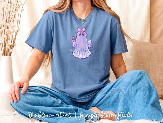 holographic ghost shirt  |  halloween gift for fall autumn coquette iridescent ghost