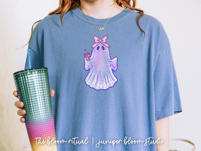 holographic ghost shirt  |  halloween gift for fall autumn coquette iridescent ghost