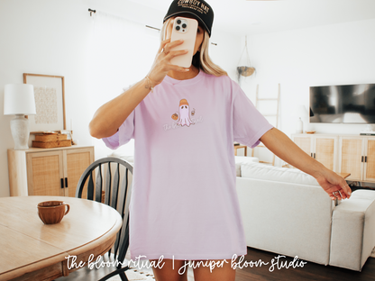 pumpkin latte ghost comfy t-shirt |  halloween gift for fall cute spooky