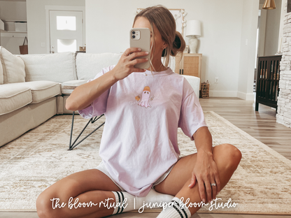pumpkin latte ghost comfy t-shirt |  halloween gift for fall cute spooky