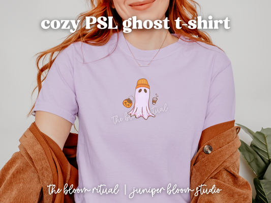 pumpkin latte ghost comfy t-shirt |  halloween gift for fall cute spooky