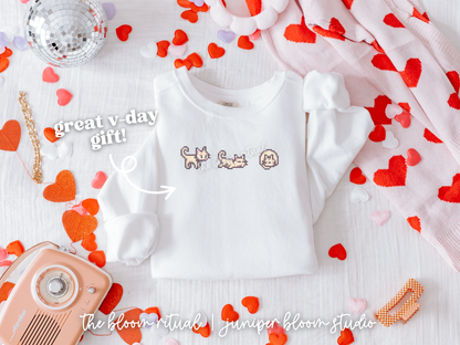 white pixel cat cozy crewneck sweatshirt  |  cozy gift for gamers