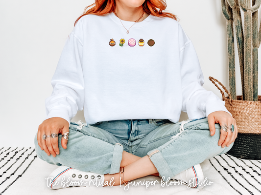 gifts for haley pixel art cozy crewneck sweatshirt  |  cozy gift for gamers