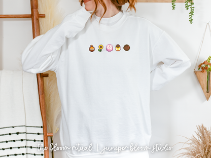 gifts for haley pixel art cozy crewneck sweatshirt  |  cozy gift for gamers