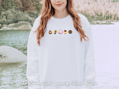 gifts for haley pixel art cozy crewneck sweatshirt  |  cozy gift for gamers