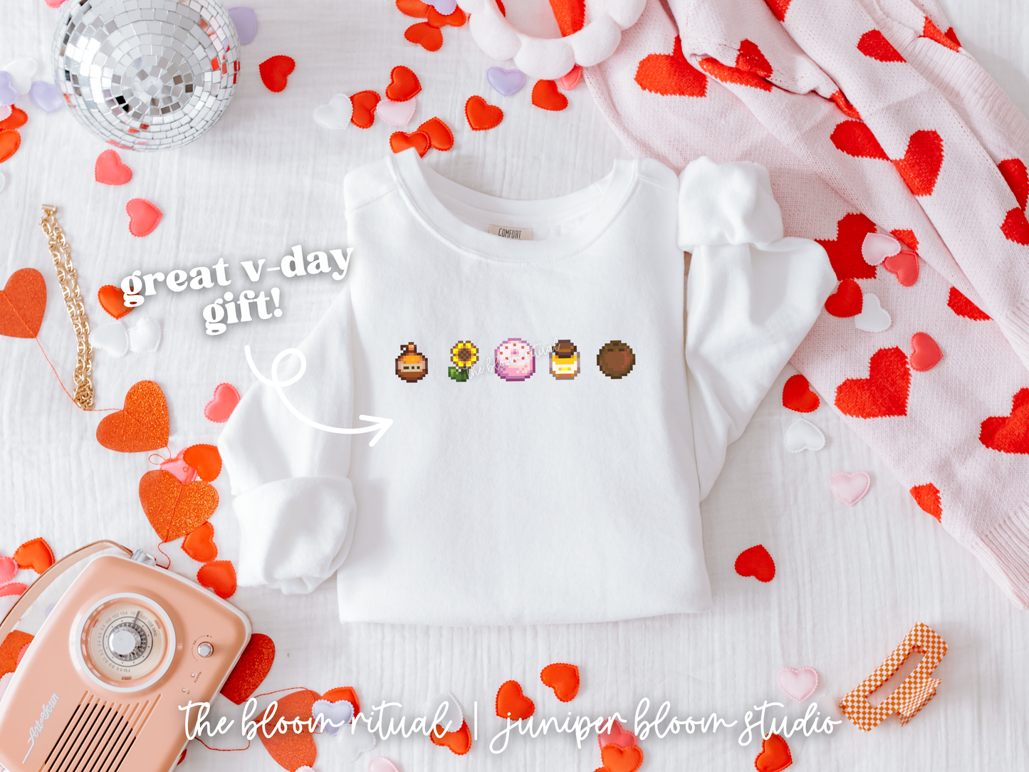 gifts for haley pixel art cozy crewneck sweatshirt  |  cozy gift for gamers