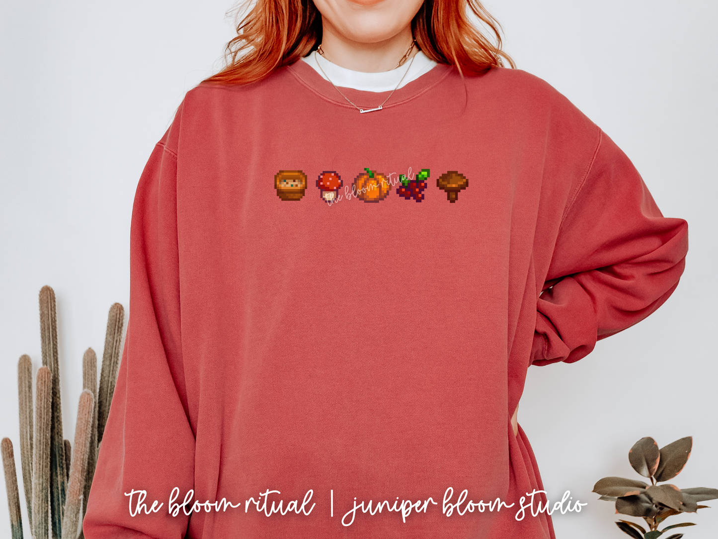 cozy autumn theme pixel art crewneck sweatshirt  |  cozy gift for gamers