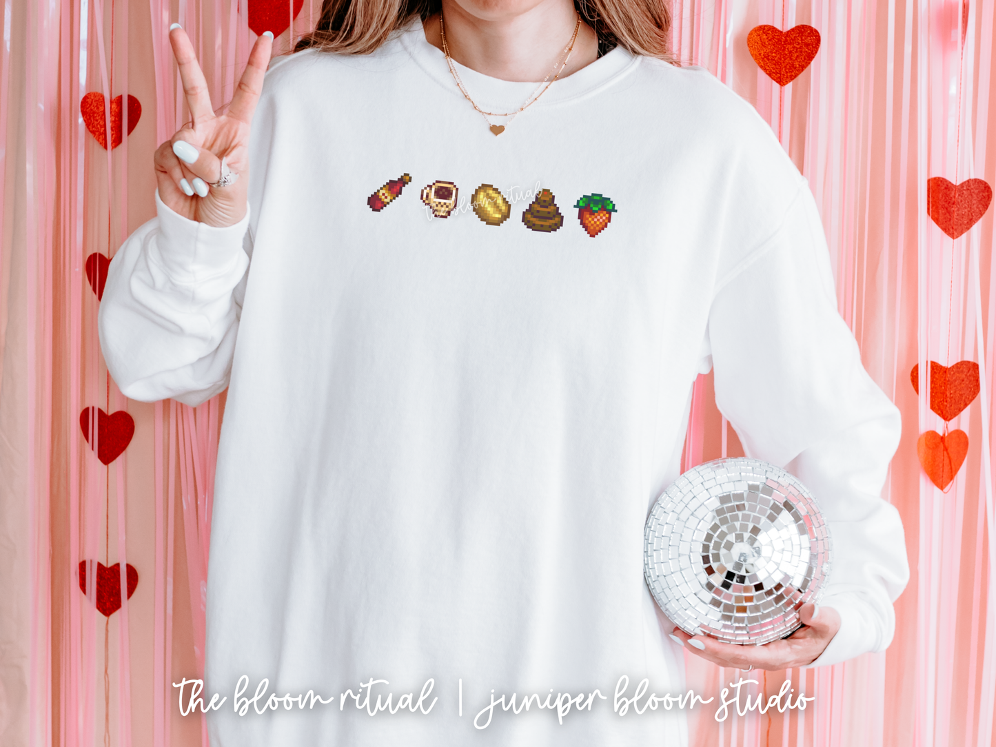 romantic date vibes pixel art cozy crewneck sweatshirt  |  cozy gift for gamers