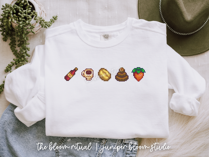 romantic date vibes pixel art cozy crewneck sweatshirt  |  cozy gift for gamers