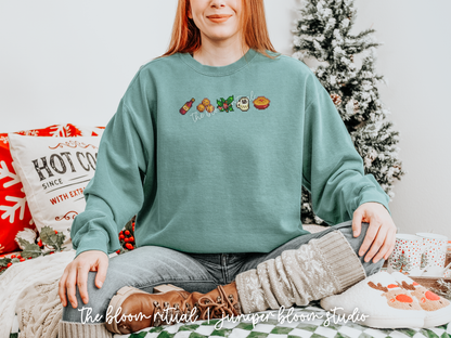 winter holiday vibes pixel art cozy crewneck sweatshirt  |  cozy gift for gamers