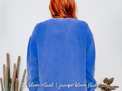 blue chicken theme pixel art cozy crewneck sweatshirt  |  cozy gift for gamers