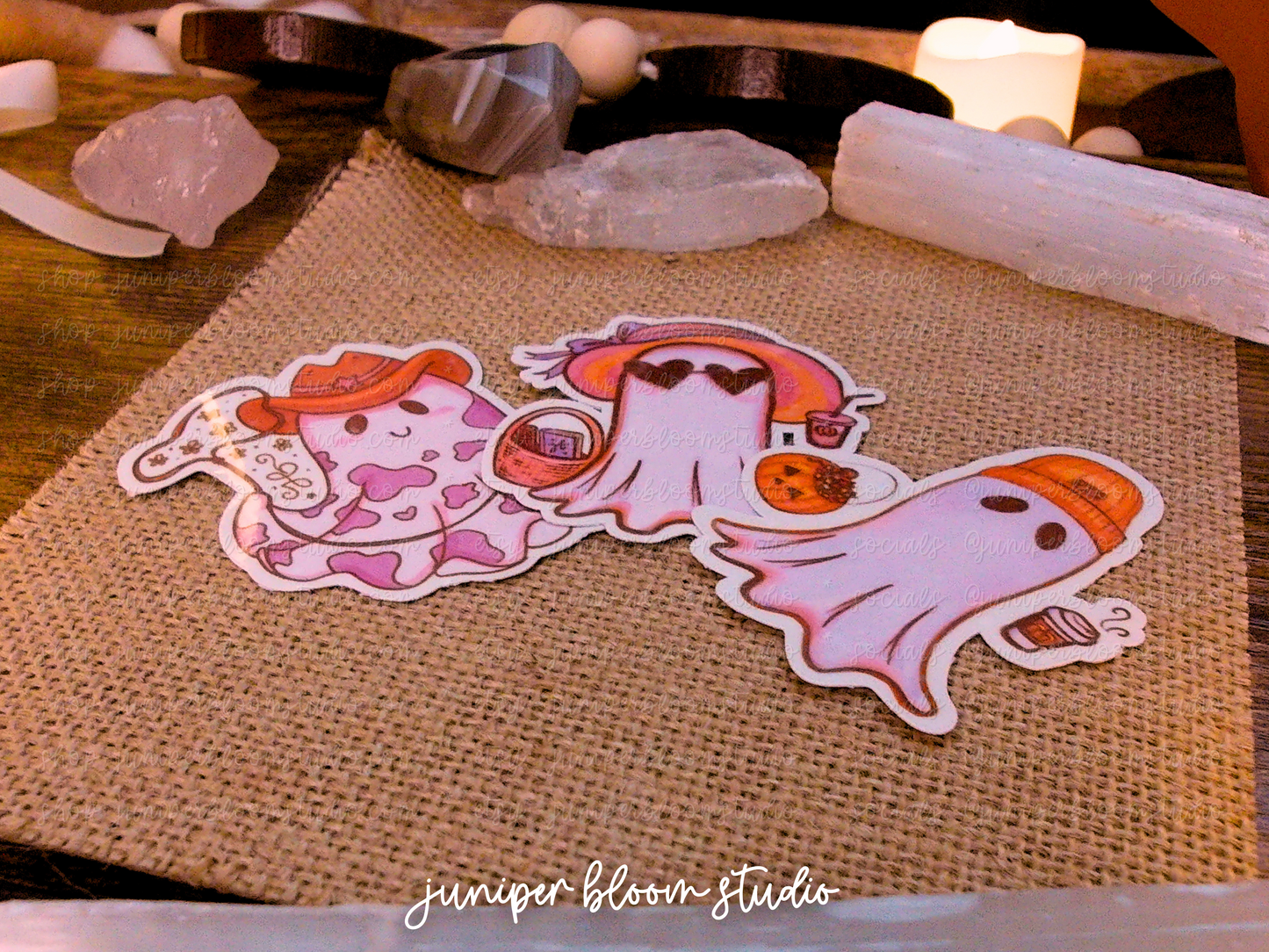 summerween ghosts holographic sticker bundle  |  spooky cowboy halloween ghost sticker set