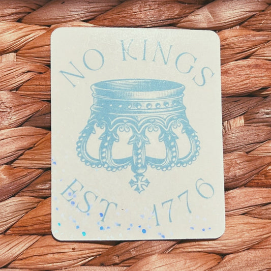 pretty "no kings: est. 1776" sticker  |  simple light blue political sticker (CHIRLA collection)