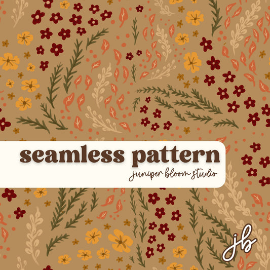 fall florals digital seamless pattern | cozy fall print at home downloadable digital pattern