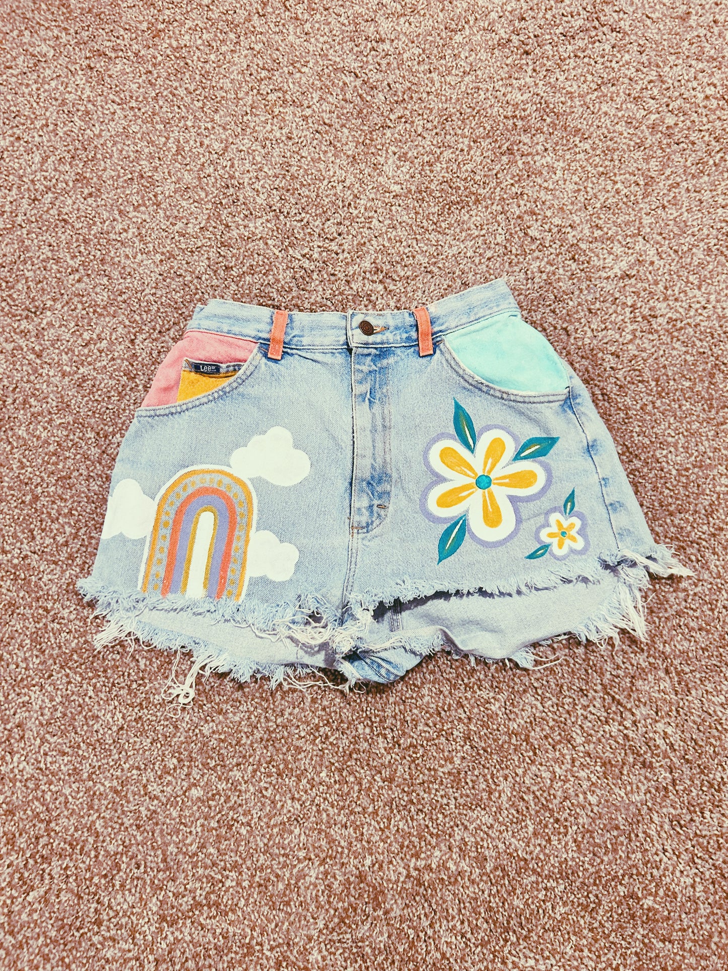 "noelani" upcycled shorts - painted thrift-flip shorts