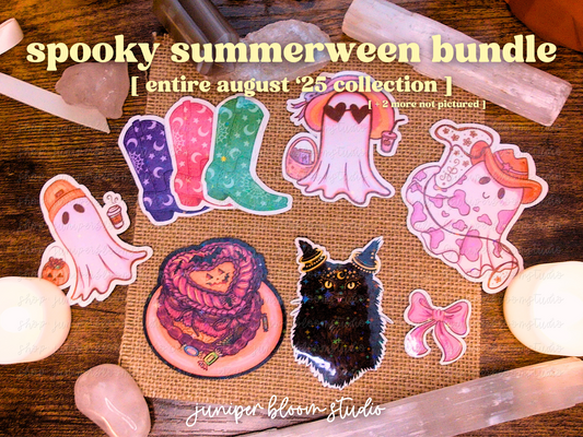 spooky summerween '25 holographic sticker bundle  |  cute coquette spooky summer halloween sticker set