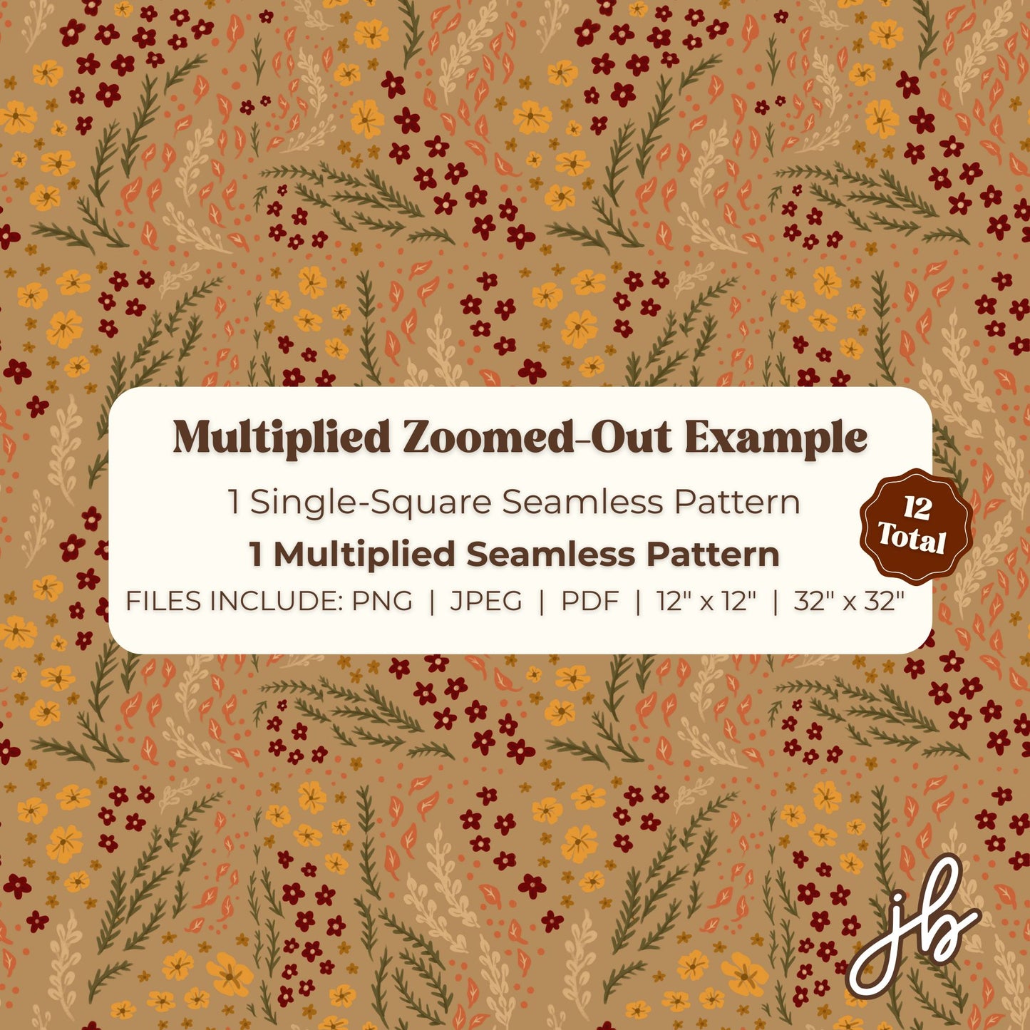 fall florals digital seamless pattern | cozy fall print at home downloadable digital pattern