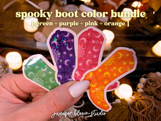 cowboy boots holographic sticker bundle  |  spooky western halloween sticker pack
