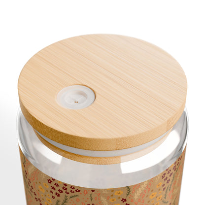 fall florals 16oz glass with straw  |  eco-friendly dishware, custom gifts, home decor