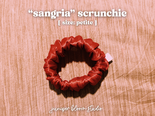 petite “sangria” scrunchie  |  handmade satin hair scrunchie