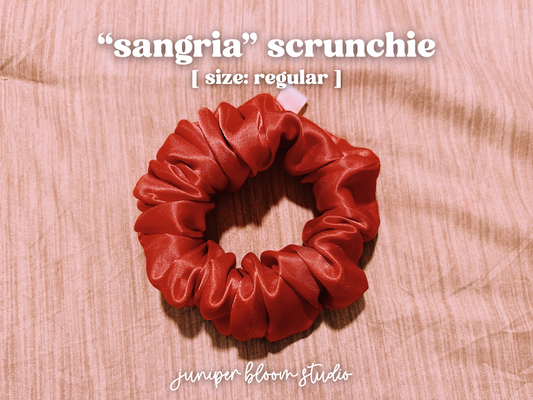 regular “sangria” scrunchie  |  handmade satin hair scrunchie