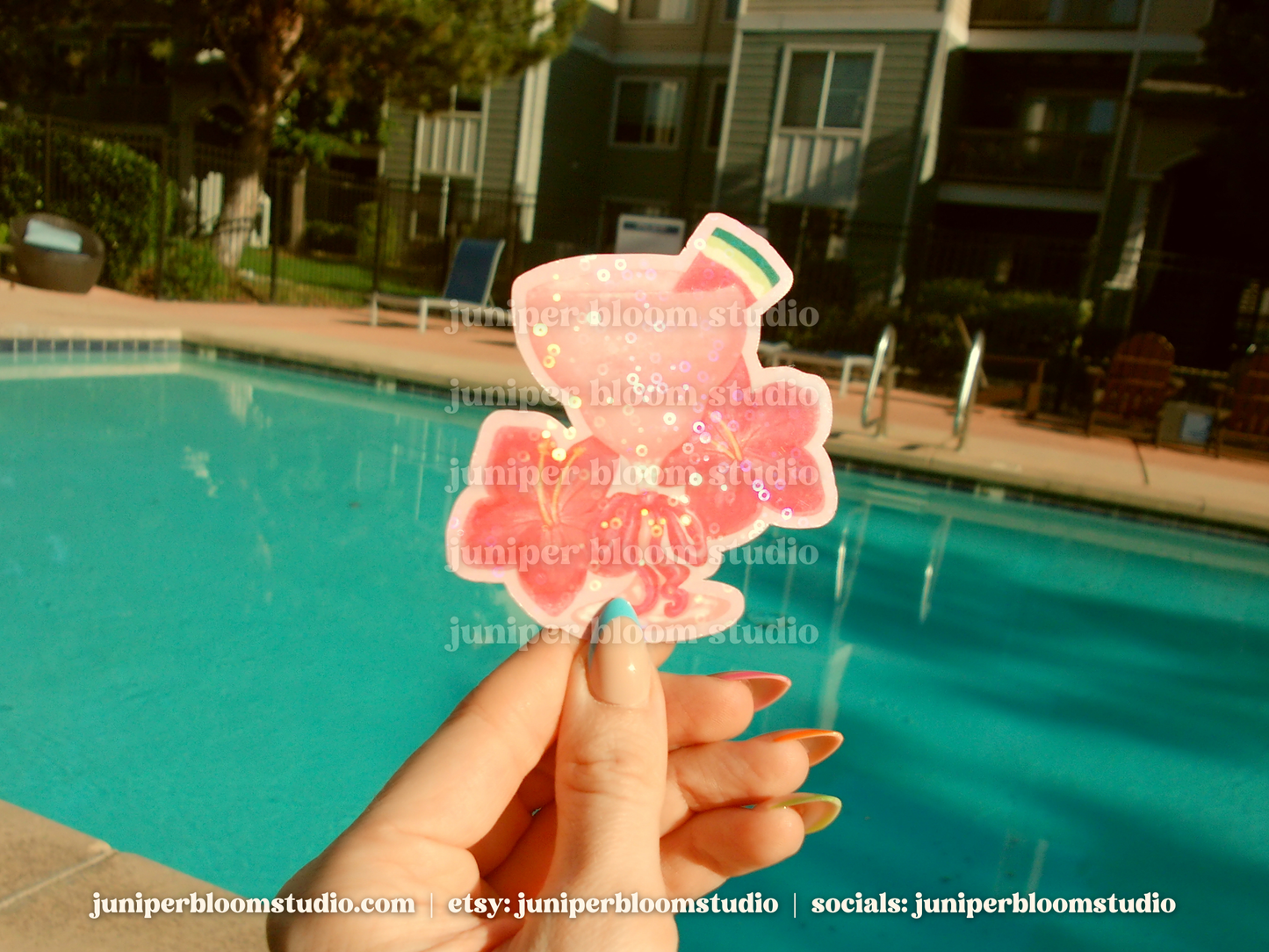 coquette watermelon daiquiri sticker | summer drinks and bows holographic sticker
