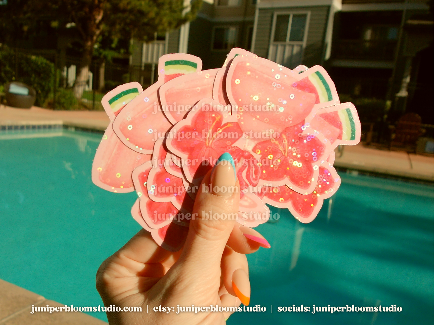 coquette watermelon daiquiri sticker | summer drinks and bows holographic sticker