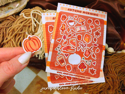 cozy autumn morning sticker sheet  |  warm fall vibes cozy sticker sheet