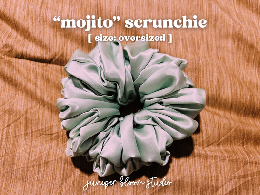 oversized “mojito” scrunchie  |  handmade satin hair scrunchie