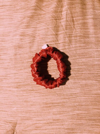 petite “sangria” scrunchie  |  handmade satin hair scrunchie