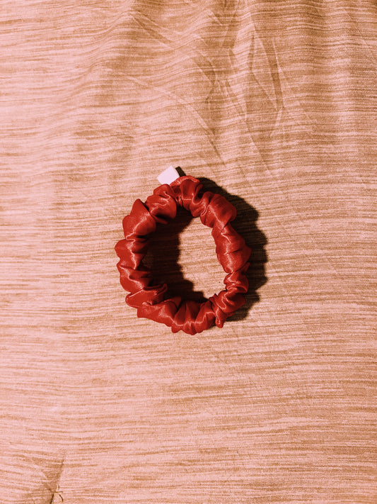 petite “sangria” scrunchie  |  handmade satin hair scrunchie