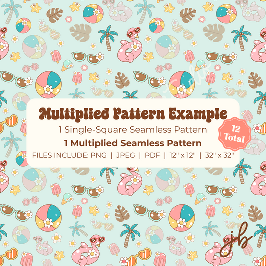 summer vacation digital seamless pattern | flamingo beach print at home downloadable digital pattern